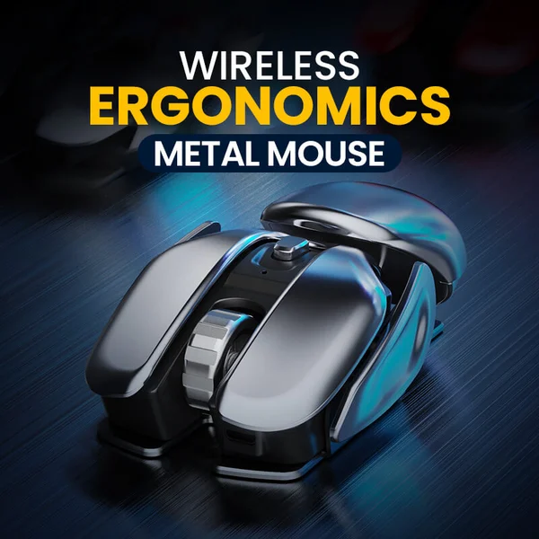 Mouse de metal ergonomia sem fio