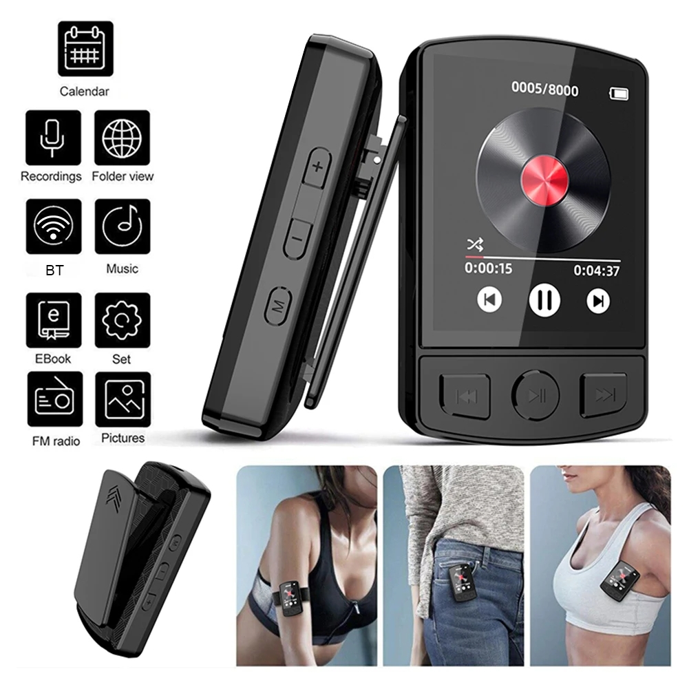 1.8-inch color screen recording MP4 sports Bluetooth Walkman (with back clip)