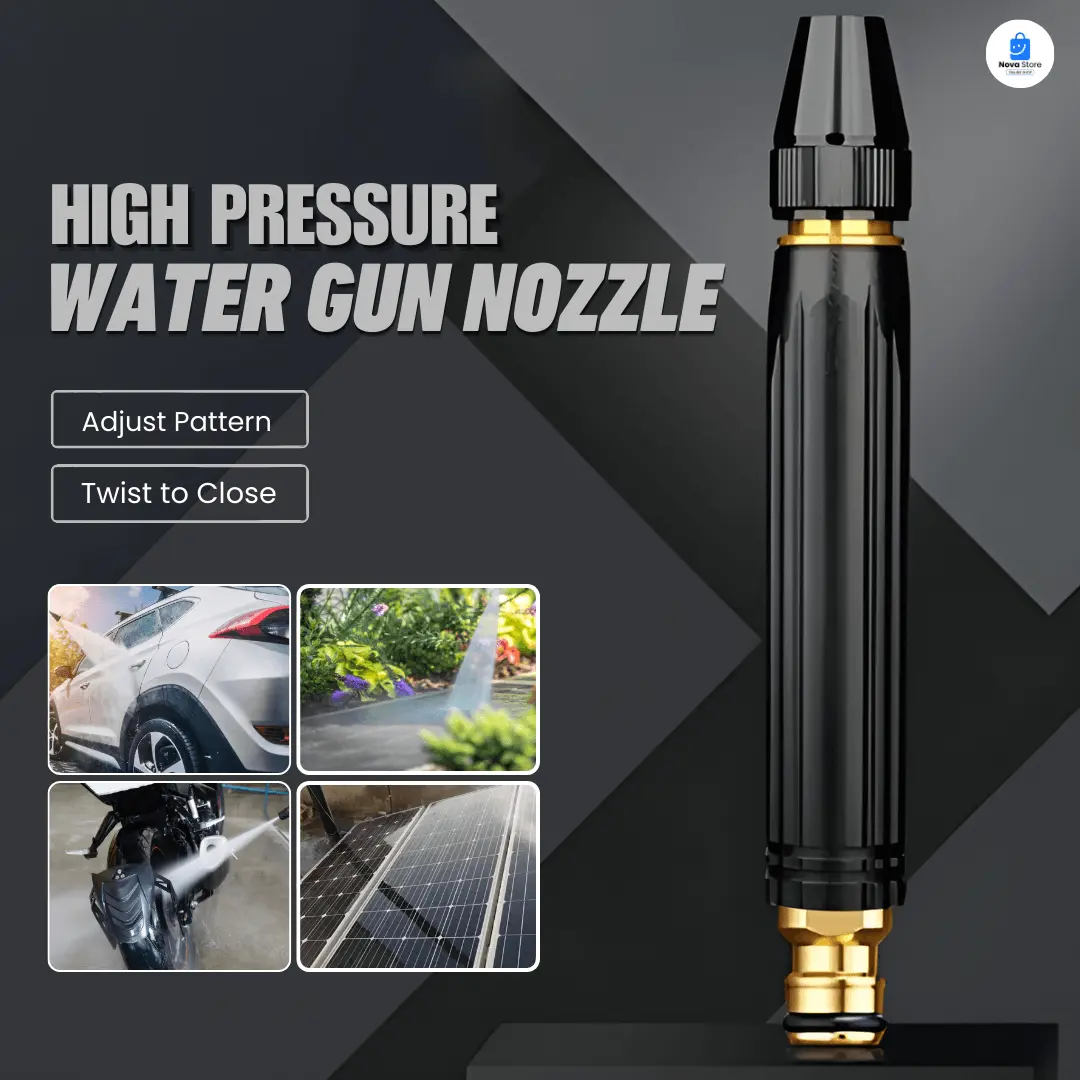 Adjustable High-Pressure Water Spray Gun Nozzle + FREE Pipe Clamp (Imported High Quality Metal Nozzle)